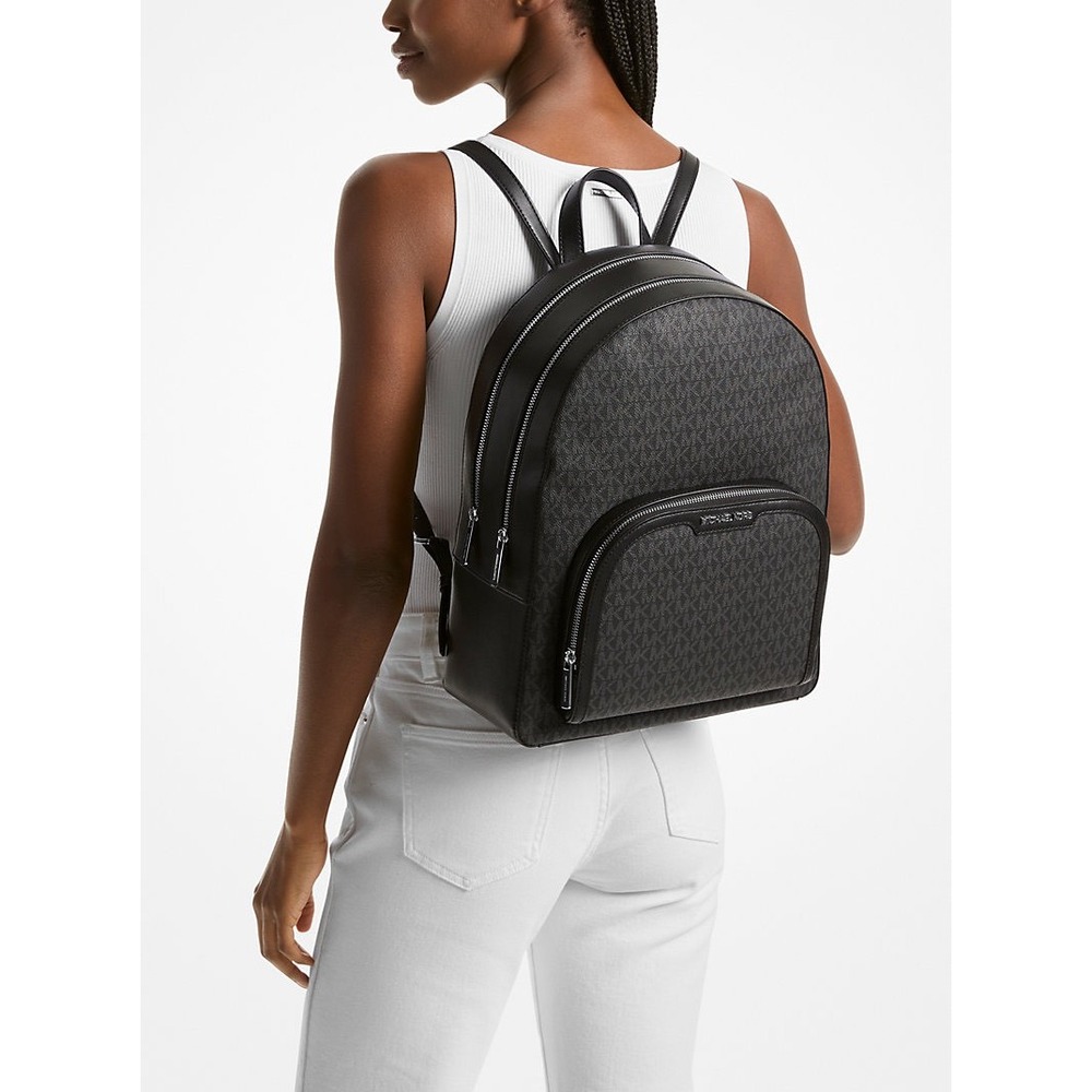 Michael Kors Jaycee Large Zip Pocket Backpack Black Signature 35S2S8TB7B NEW - Picture 3 of 8
